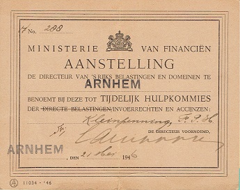 Kleinpenning F 1946 aanstelling hulpkommies.jpg