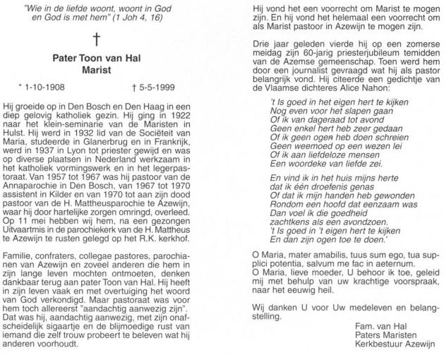 Bestand:Pastoor Van Hal bidprentje.jpg