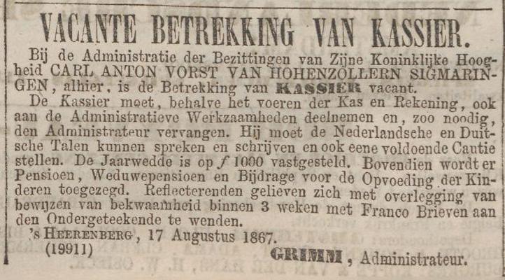 Bestand:Vacature kassier Bergh 1867.jpg