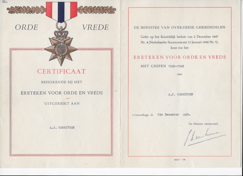 Bestand:AJ Gerritsen Certificaat Ereteken orde en vrede.jpg