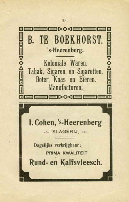 B.Te Boekhorst,kol.waren I.Cohen,Slagerij Rund en Kalfsvlees blz 87