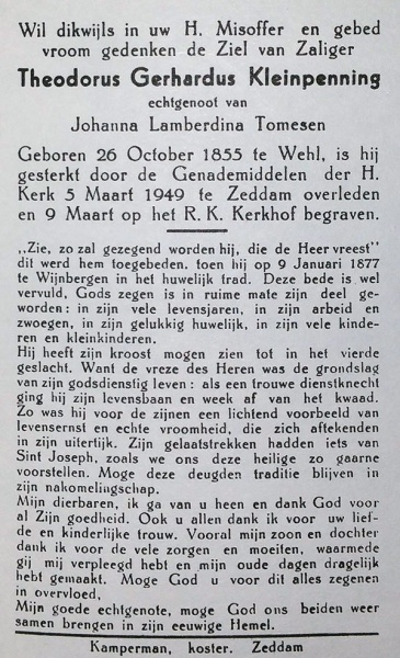 Bestand:Bidprentje kleinpenning theodorus gerhardus.jpg