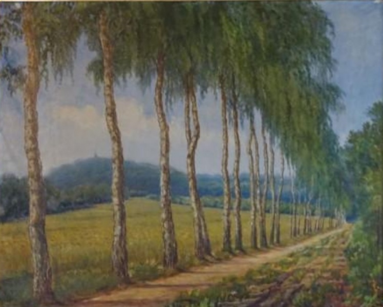 Bestand:Pospischil 1933 Birkenallee mit Blick auf den Eltenberg.jpg